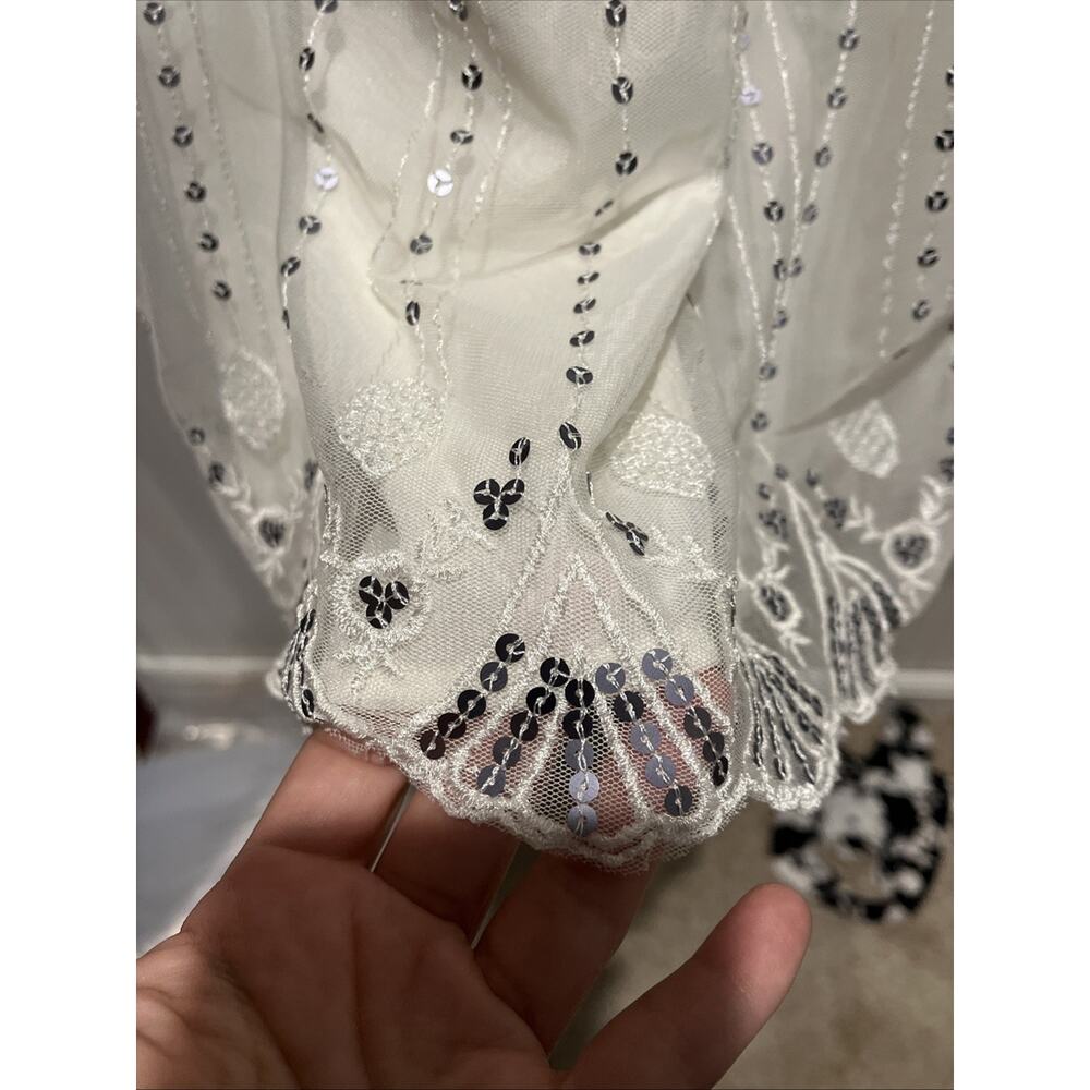 Free People Beaded Midnight White Embellished Convertible Maxi Skirt Dress S? - Picture 5 of 10